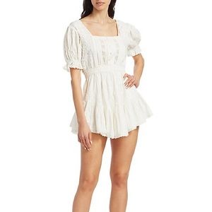 BRAND NEW LoveShackFancy Tomasina Puff-Sleeve Peasant Mini Dress